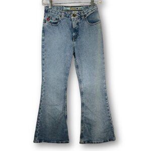 VTG MUDD Wide Leg Flare Jeans Girls Size 12 Stripes Bell Bottoms Denim Jeans Y2K